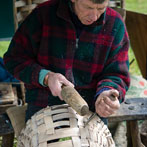 Owen Jones making an oak swill at Hatfield Living Crafts fair 2017